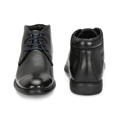 Men Premium Leather Black Lace-Up Formal Derby Shoes (Kronox-75)