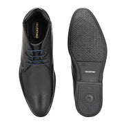 Men Premium Leather Black Lace-Up Formal Derby Shoes (Joyland-75-Black)