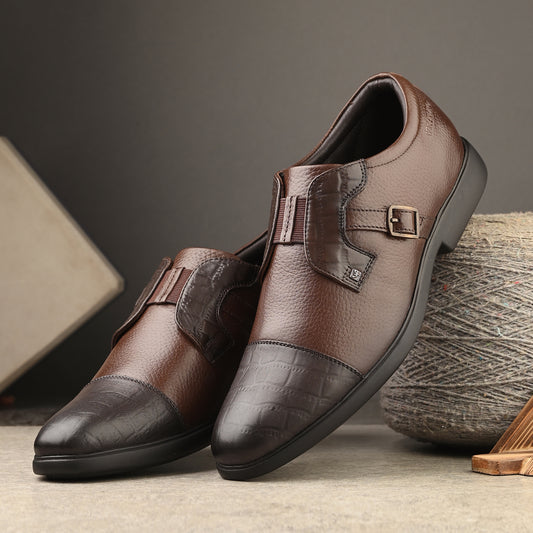 Men Premium Leather Brown Slip-On Formal Shoes (Kronox-81-Brown)