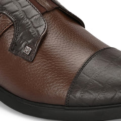 Men Premium Leather Brown Slip-On Formal Shoes (Kronox-81-Brown)