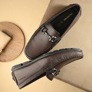 Men Premium Leather Brown Slip On Loafer (Italiano-05-Brown)