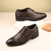 Men Premium Leather Brown Lace-Up Formal Derby Shoes (Saint-63-Brown)