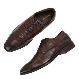 Men Premium Leather Brown Lace-Up Formal Derby Shoes (Saint-63-Brown)