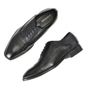 Men Premium Leather Black Lace-Up Formal Derby Shoes (Saint-66-Black)