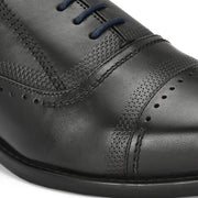 Men Premium Leather Black Lace-Up Formal Derby Shoes (Saint-66-Black)