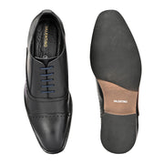 Men Premium Leather Black Lace-Up Formal Derby Shoes (Saint-66-Black)