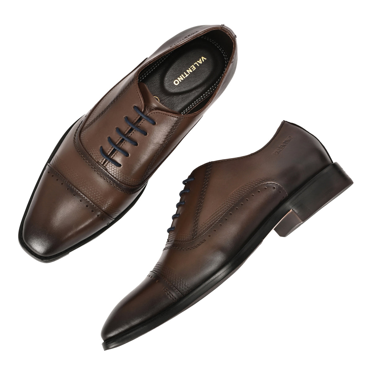 Men Premium Leather Brown Lace-Up Formal Derby Shoes (Giness-66-Brown)