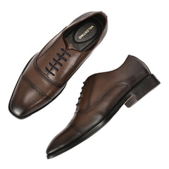 Men Premium Leather Brown Lace-Up Formal Derby Shoes (Giness-66-Brown)