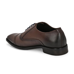 Men Premium Leather Brown Lace-Up Formal Derby Shoes (Giness-66-Brown)