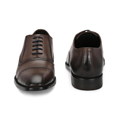 Men Premium Leather Brown Lace-Up Formal Derby Shoes (Giness-66-Brown)