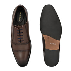 Men Premium Leather Brown Lace-Up Formal Derby Shoes (Giness-66-Brown)