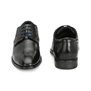 Men Premium Leather Black Lace-Up Formal Derby Shoes (Saint-63-Black)