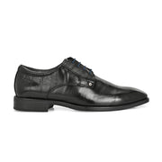 Men Premium Leather Black Lace-Up Formal Derby Shoes (Saint-63-Black)
