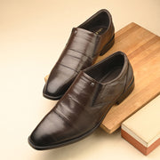Men Premium Leather Brown Slip-On Formal Shoes (Saint-21-Brown)