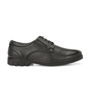 Men Premium Leather Black Lace-Up Formal Derby Shoes (Earth-55-Black)
