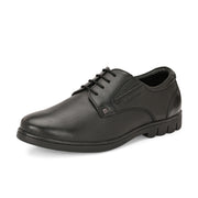 Men Premium Leather Black Lace-Up Formal Derby Shoes (Earth-55-Black)