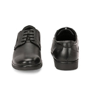 Men Premium Leather Black Lace-Up Formal Derby Shoes (Earth-55-Black)