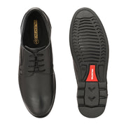 Men Premium Leather Black Lace-Up Formal Derby Shoes (Earth-55-Black)