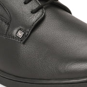 Men Premium Leather Black Lace-Up Formal Derby Shoes (Earth-55-Black)