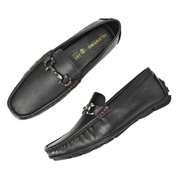Men Premium Leather Black Slip On Loafer (Italiano-05-Black)