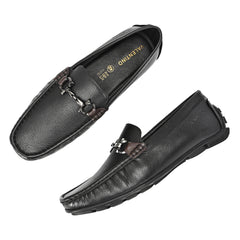 Men Premium Leather Black Slip On Loafer (Indegene-05-Black)