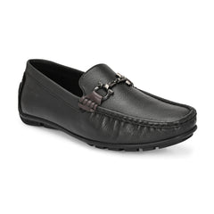 Men Premium Leather Black Slip On Loafer (Indegene-05-Black)