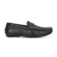 Men Premium Leather Black Slip On Loafer (Indegene-05-Black)