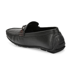 Men Premium Leather Black Slip On Loafer (Indegene-05-Black)