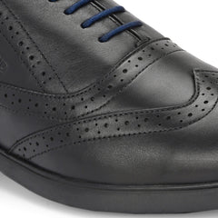 Men Premium Leather Black Brogue Formal Shoes (Kronox-70-Black)