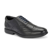 Men Premium Leather Black Brogue Formal Shoes (Joyland-70-Black)