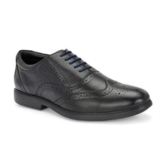 Men Premium Leather Black Brogue Formal Shoes (Kronox-70-Black)