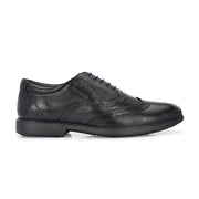 Men Premium Leather Black Brogue Formal Shoes (Joyland-70-Black)