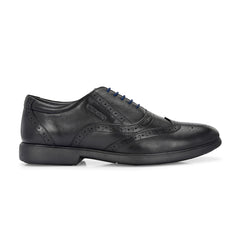 Men Premium Leather Black Brogue Formal Shoes (Kronox-70-Black)