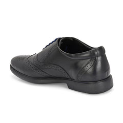 Men Premium Leather Black Brogue Formal Shoes (Kronox-70-Black)