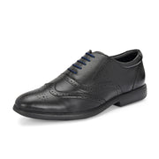 Men Premium Leather Black Brogue Formal Shoes (Joyland-70-Black)