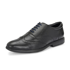 Men Premium Leather Black Brogue Formal Shoes (Kronox-70-Black)