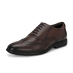 Men Premium Leather Brown Brogue Formal Shoes (Kronox-70-Brown)