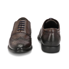 Men Premium Leather Brown Brogue Formal Shoes (Kronox-70-Brown)