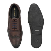 Men Premium Leather Brown Brogue Formal Shoes (Joyland-70-Brown)