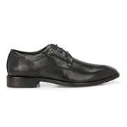 Men Premium Leather Black Lace-Up Formal Derby Shoes (Saint-52-Black)