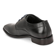 Men Premium Leather Black Lace-Up Formal Derby Shoes (Saint-52-Black)