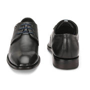 Men Premium Leather Black Lace-Up Formal Derby Shoes (Saint-52-Black)