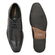 Men Premium Leather Black Lace-Up Formal Derby Shoes (Saint-52-Black)