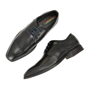 Men Premium Leather Black Lace-Up Formal Derby Shoes (Saint-52-Black)