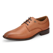 Men Premium Leather Tan Lace-Up Formal Derby Shoes (Saint-52-Tan)