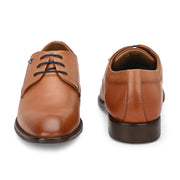 Men Premium Leather Tan Lace-Up Formal Derby Shoes (Saint-52-Tan)
