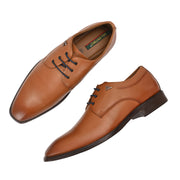 Men Premium Leather Tan Lace-Up Formal Derby Shoes (Saint-52-Tan)