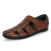 Valentino Men Genuine Leather Sandals with Cushioned Footbed and Durable Rubber Sole (CityWalker-25-Mocca)