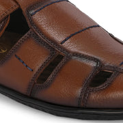 Valentino Men Genuine Leather Sandals with Cushioned Footbed and Durable Rubber Sole (CityWalker-25-Mocca)