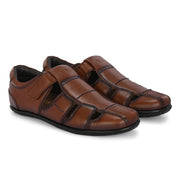 Valentino Men Genuine Leather Sandals with Cushioned Footbed and Durable Rubber Sole (CityWalker-25-Mocca)
